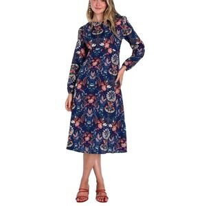 I.Madeline Floral A-line Dress Midi Long Sleeve‎ Boho Party Cruise Large